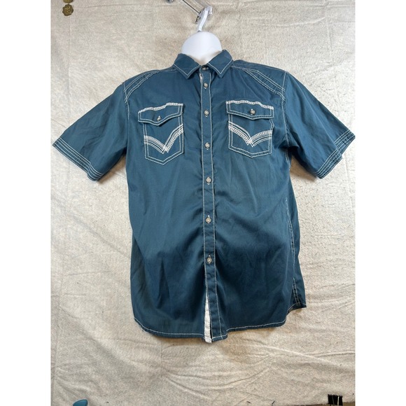 Buckle Black Other - Buckle Black Athletic Fit Short Sleeve Button Up Shirt Slate Blue Mens Size M